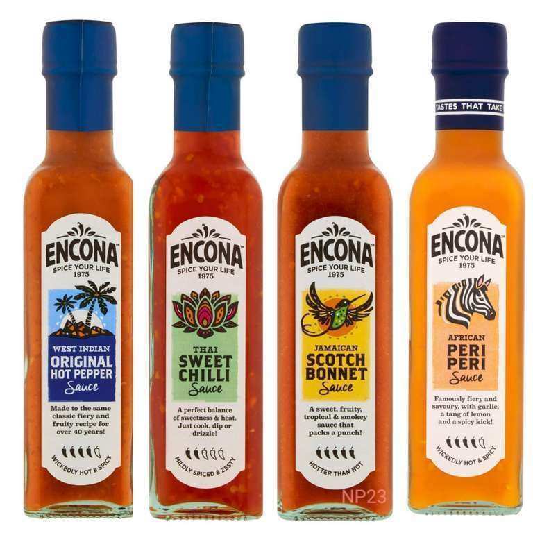 Encona Sauce 220ml - West Indian Original Hot Pepper / Thai Sweet Chilli / Scotch Bonnet / African Peri Peri - Nectar Price