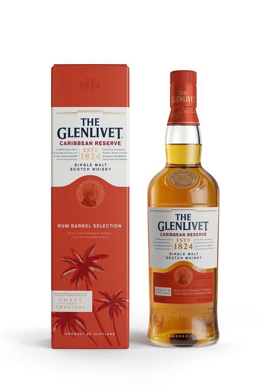 The Glenlivet Caribbean Reserve Single Malt Whisky (Rum Barrel Selection), 70 cl with Gift Box