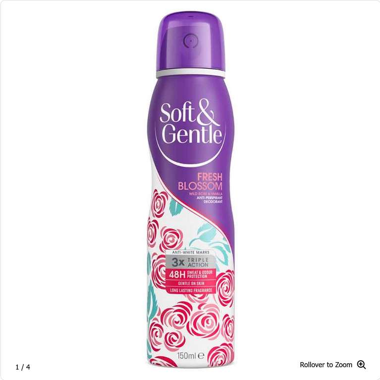 Soft & Gentle Fresh Blossom Anti-Perspirant Spray 150ml - £0.60 + Free Click & Collect (Limited stores) @ Wilko