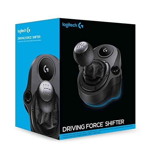 Logitech G Driving Force Wired gear lever for G923, G29 or G920, 6 gears, Push Down reverse gear, steel and leather, black