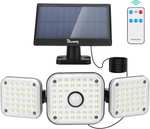 Solar Security Lights 112LED Motion Sensor Separate Solar Panel 3 Adjustable Heads Remote Control Sold By WILLOW-LED / FBA