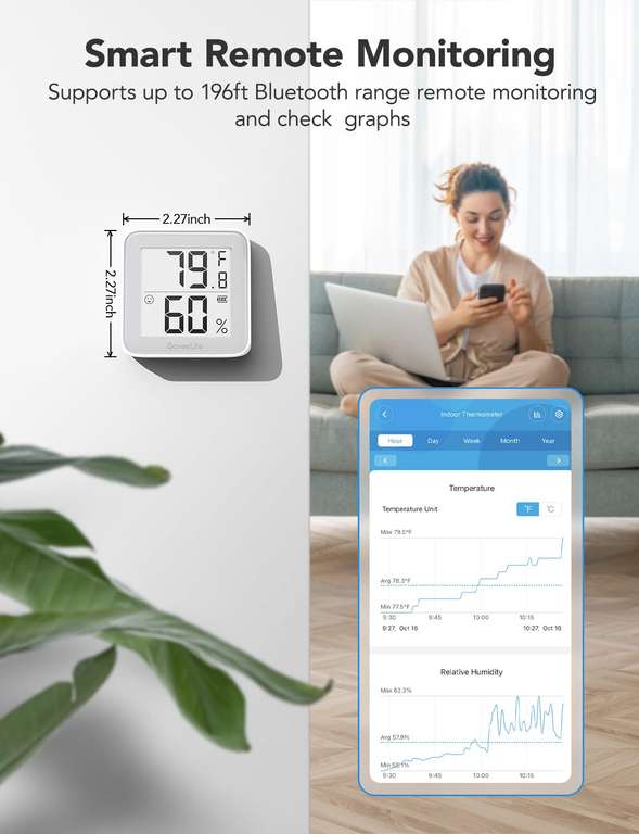 GoveeLife E-Ink Bluetooth Thermometer/Hygrometer, 1pk | 2pk £19.33 W/Voucher S/by GoveeLife UK Direct FBA