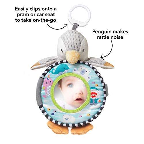 Nuby 99620 First Soft Baby, Cuddly Penguin Plush Pram Toy, Sensory Story Book