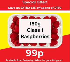 Raspberries Class 1 - 150g