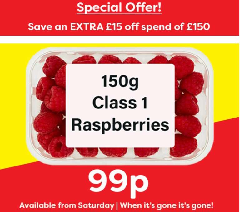 Raspberries Class 1 - 150g