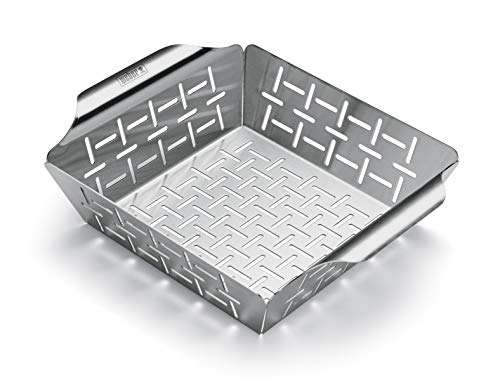 Weber 6481 Deluxe Grilling Basket, Small, stainless steel with high sides, 6.4 cm x 23.9 cm x 19.1 cm
