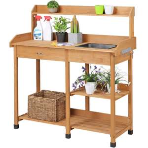 Yaheetech Garden Potting Table Wood Potting Bench Removable Sink Drawer with voucher - Sold and Dispatched by Yaheetech UK