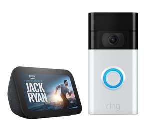 RING Video Doorbell (Satin Nickel) & Amazon Echo Show 5 Smart Display Bundle / Bronze, Free C&C