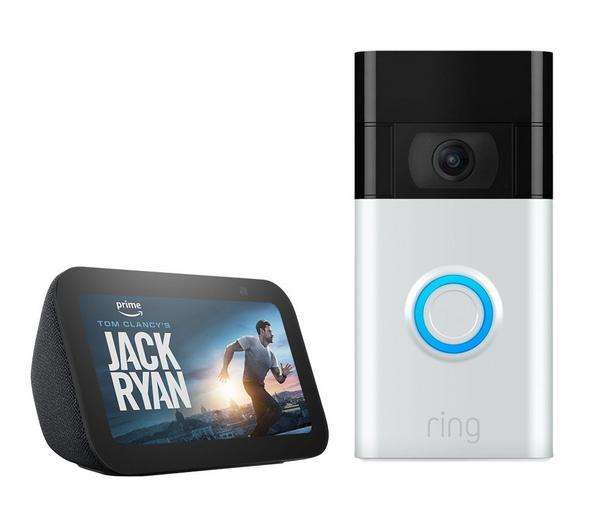 Ring Video Doorbell (Satin Nickel) bundle with Echo Show 5 (3rd Gen)