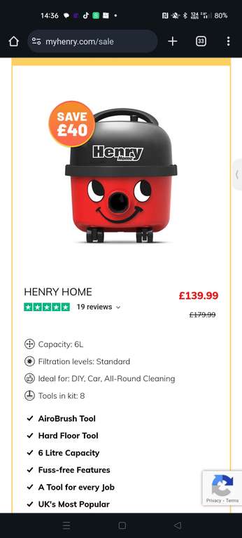 Henry Hoover XL Plus W/code (Other Models Available) W/code