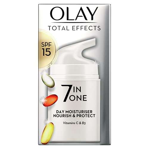 Olay Total Effects 7-In-1 Anti-Ageing Moisturiser With SPF15, Niacinamide, Vitamin C & E, 50ml £4.50 / £4.28 Subscribe & Save @ Amazon