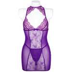 Purple Cut Out Chemise & G-String