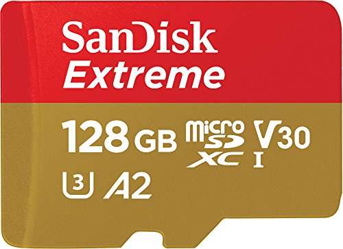 SanDisk 128GB Extreme microSDXC card up to 190MB/s, A2 App, UHS-I, Class 10, U3, V30 £19.99 @ Amazon