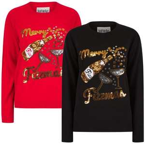 Women's Fizzymas Sequin Novelty Knitted Christmas Jumper With Code