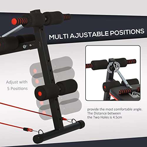 HOMCOM Sit Up Bench Core Workout Adjustable Thigh Support Foldable for Home Gym w/Arm Pulling Rope Black (Lightning Deal ) @ MHSTAR