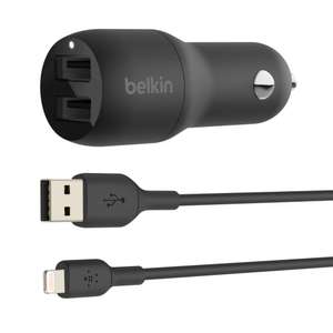Belkin Dual USB Car Charger 24W plus Lightning Cable