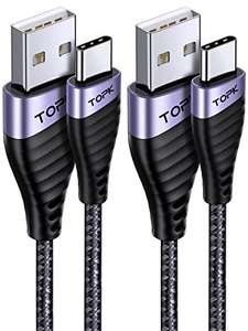 TOPK [2Pack 2M] 3A Fast USB C Cable Nylon Braided Data Sync USB A to Type C Charger Cable QC3. 0- £4.07 With Coupon @ TOPKDirect / Amazon