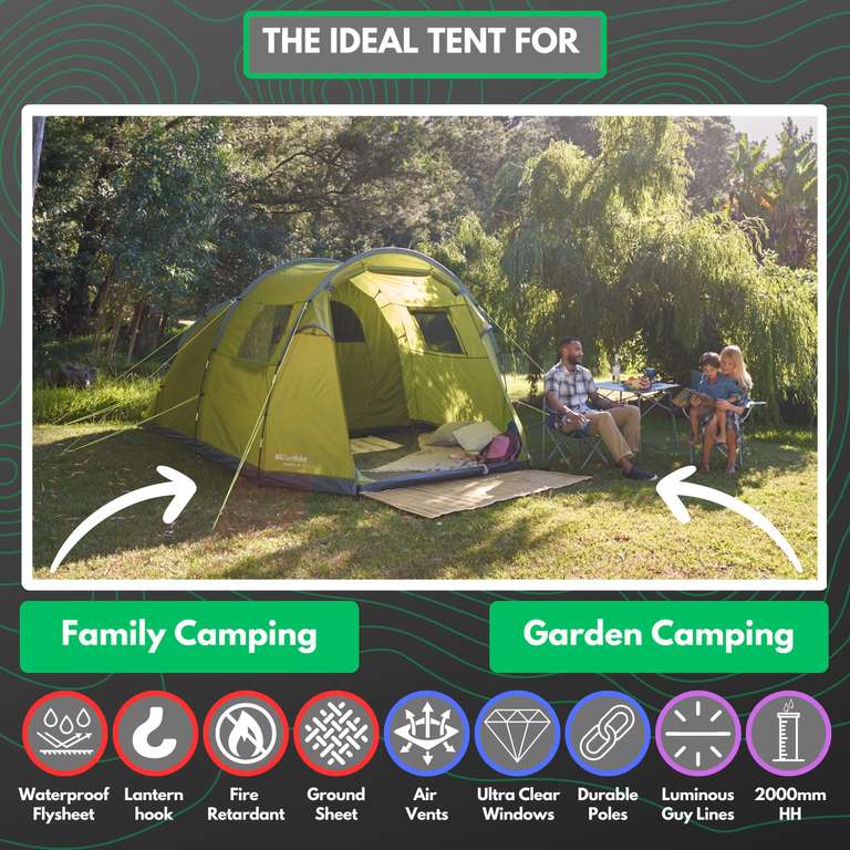 Eurohike Sendero 6 Waterproof Family Tent with Sewn-in Groundsheet and Inbuilt Porch - sold and dispatched by GO_Outdoors