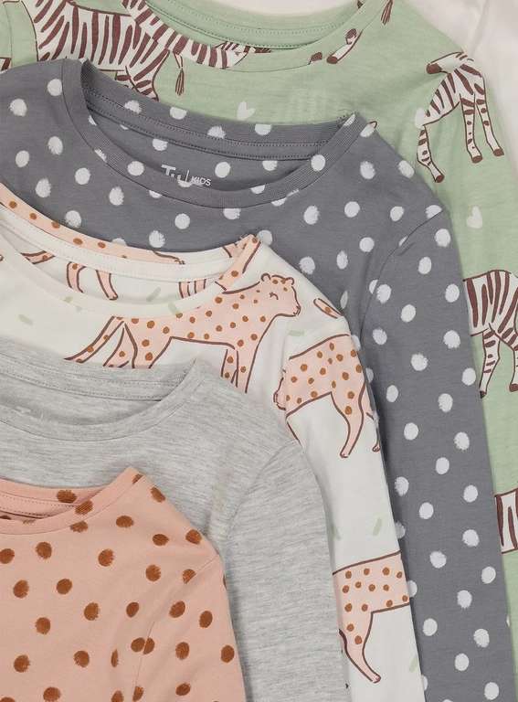 Animal, Spotty & Plain Tops 7 Pack - From £8.50 + Free Click & Collect - @ Tu Clothing