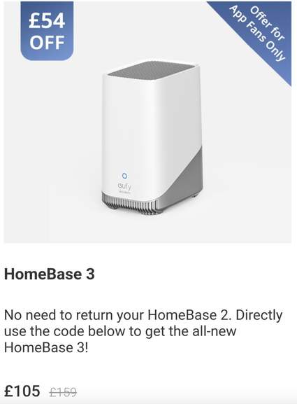 Eufy Security S380 HomeBase (HomeBase 3) £105 via app @ Eufy