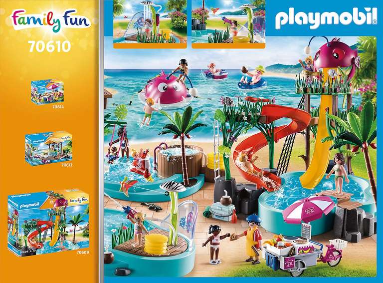 Playmobil 70610 Family Fun Aqua Park Small Pool with Water Sprayer, indoor and Outdoor Water Toy