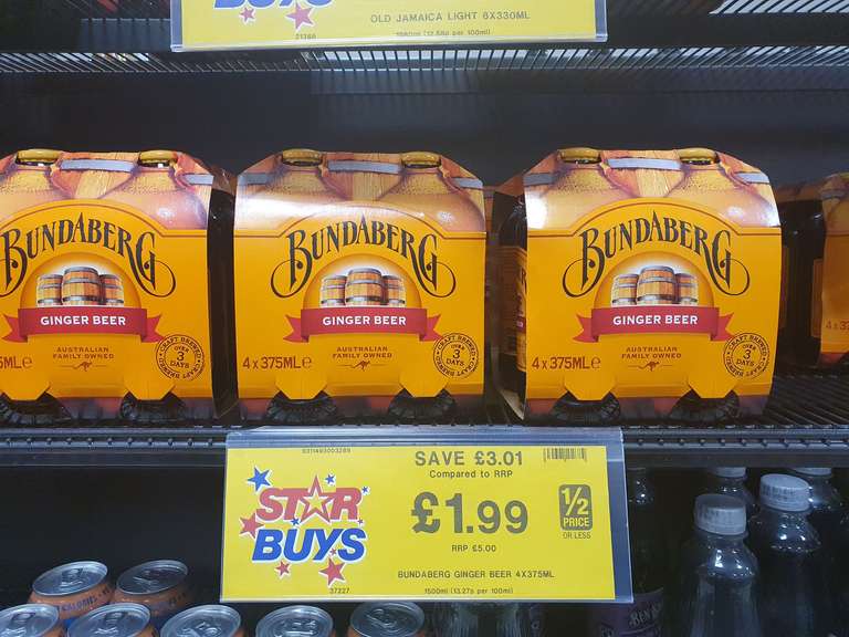 Bundaberg Ginger Beer 4x 375ml £1.99 @ Home Bargains Bury