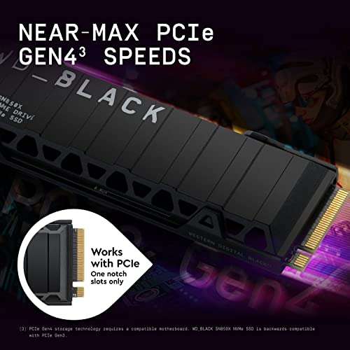 WD_BLACK SN850X 1TB M.2 2280 PCIe Gen4 NVMe Gaming SSD with Heatsink up to 7300 MB/s read speed - £87.98 @ Amazon