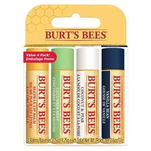 Burt's Bees Lip Balm Multipack, Lip Balm Set, Beeswax, Cucumber Mint, Coconut & Pear, Vanilla Bean, 4x4.25g - £4.89 / £4.61 with S&S
