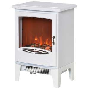 HOMCOM Freestanding Electric Fireplace Stove W/ Realistic Flame Effect White £52.79 with code (UK Mainland) @ mhstarukltd / eBay
