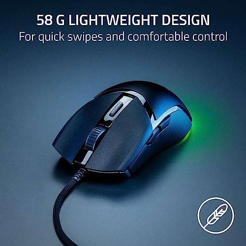 Razer Cobra Wired Gaming Mouse, Chroma RGB (57g Lightweight Design, Optical Mouse Switches Gen-3, Chroma Lighting with Gradient Underglow)