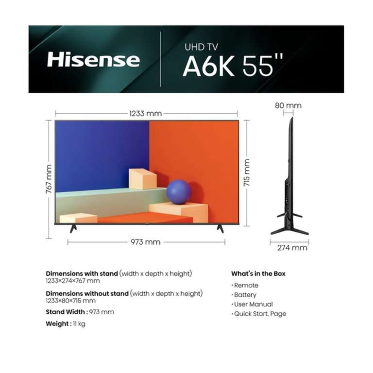 HISENSE 55A6KTUK 55