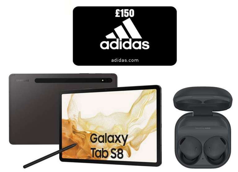 Samsung Galaxy Tab S8 128GB WiFi Tablet + Buds2 Pro Headphones + Claim An £150 adidas Voucher £602.24 / £422.24 With Trade @ Samsung EPP