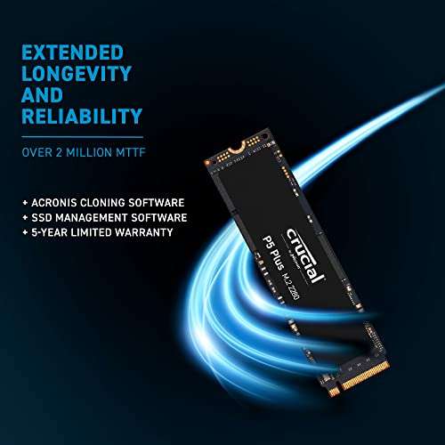 1TB - Crucial P5 Plus PCIe Gen 4 x4 NVMe SSD - 6600MB/s, 3D TLC, 1GB Dram Cache (PS5 Compatible) - £54.03 @ Amazon