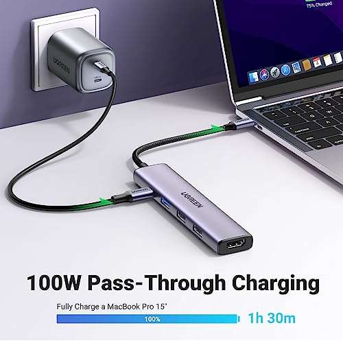UGREEN USB C Hub, 5-in-1 with 100W Power Delivery, 4K(30Hz) HDMI, 3 USB-A Data Ports £11.89 Prime exclusive @ Amazon / Ugreen
