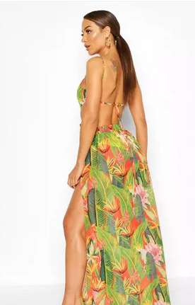 BooHoo Tropicana Cut Out Maxi Beach Dress - £5.40 with code sold & dispatched by Boohoo @ Debenhams