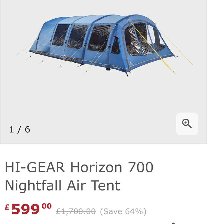 Up To 50% Off Camping e.g. HI-GEAR Horizon 700 Nightfall Air Tent (Sleeps 7)