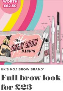 One Day Only Offer The Great Brow Basics Brow Value Set - £23 + £2.95 delivery @ Benefit Cosmetics