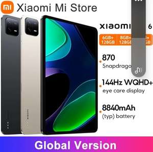Global Xiaomi Pad 6 SD870 144Hz WQHD 8/256gb 33W Charging sold by Xiaomi (price with fee free card)