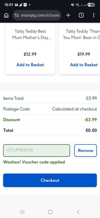 Moonpig Free Mothers Day Card With Code - Just Pay Postage | Hotukdeals