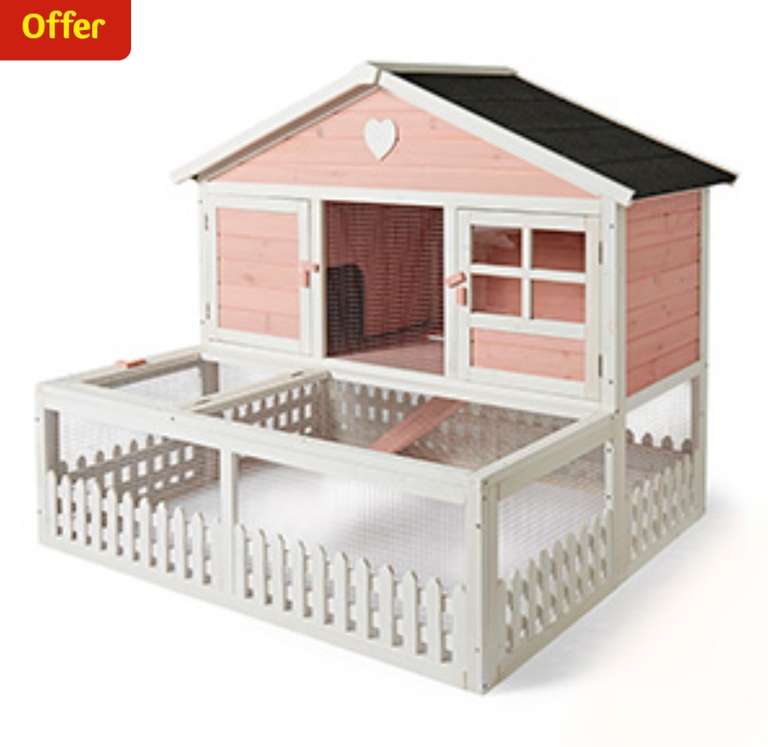 Pets at Home Blossom Guinea Pig Hutch Pink & White