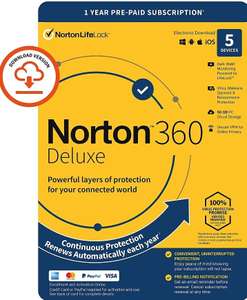 Norton 360 Deluxe 2022 for 5 devices - £11.99 + £4.99 non-prime delivery @ Amazon