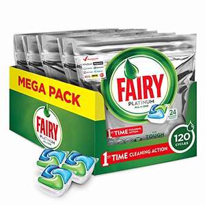 Fairy Platinum All-in-One Dishwasher Tablets Bulk, Pack of 120 - £16 (£15.20 or less using Subscribe & Save) @ Amazon