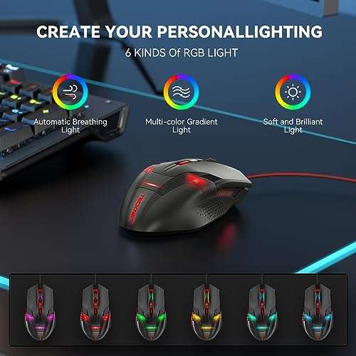 TECKNET RGB Wired Gaming Mouse with 6 Programmable Buttons, 8000 DPI  Optical Sensor - Sold By Upoint FBA