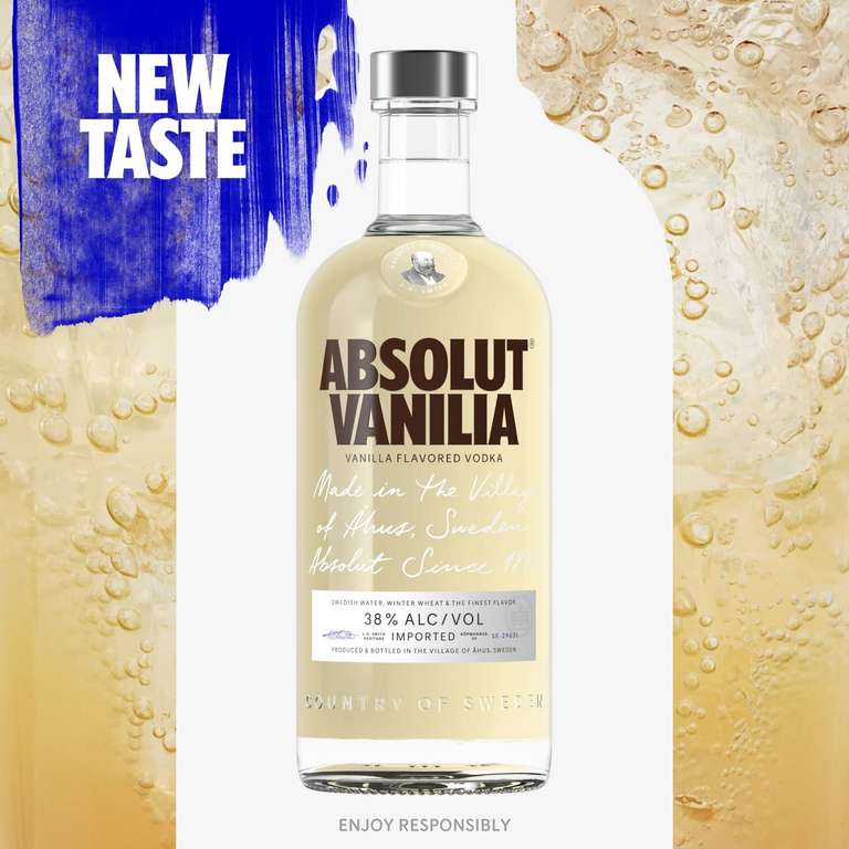 Absolut Vanilia Flavoured Swedish Vodka 38% ABV 70cl £15 @ Amazon