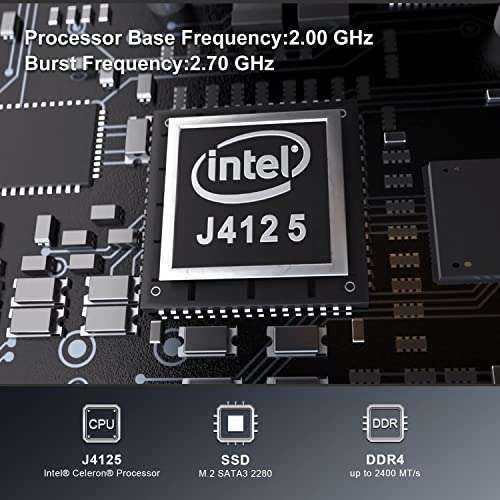 KUYIA Alixo Mini PC-Windows 10/8GB RAM/128G SSD/Celeron J4125(up to 2.7GHz) Processor/Supports 4K-HD Dual HDMI Dual WiFi(2.4G+5.8G)/Ethernet