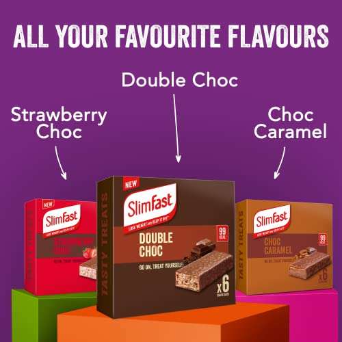 SlimFast Snack Bar, Low Calorie Snack, Double Choc Flavour, 30 x 25 g Multipack, £8.72 at checkout (30/06/23 BBE) @Amazon Warehouse