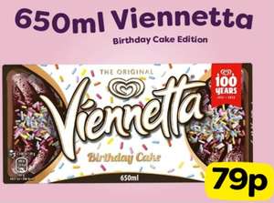 Viennetta Birthday Cake Ice Cream Dessert Vanilla & Strawberry 650ml