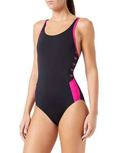 Speedo Women's Boom Logo Splice Muscleback Swimsuit, Black/Electric Pink- Sizes 6-14 - £13.99 @ Amazon