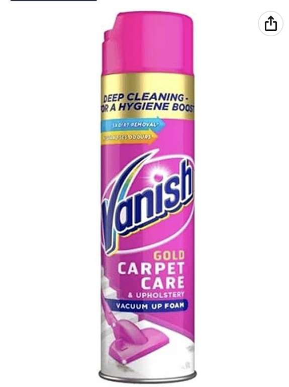 Vanish Carpet Cleaner + Upholstery, Gold Power Foam Shampoo, 600 ml £4.20 / Subscribe & Save £3.57 + 20% Voucher S&S £2.73 @ Amazon