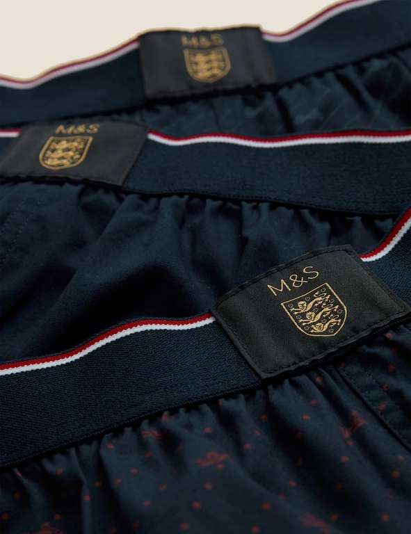 3pk Three Lions Pure Cotton Woven Boxers £7 + Free collection @ Marks & Spencer